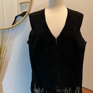 Vintage leather fringe vest